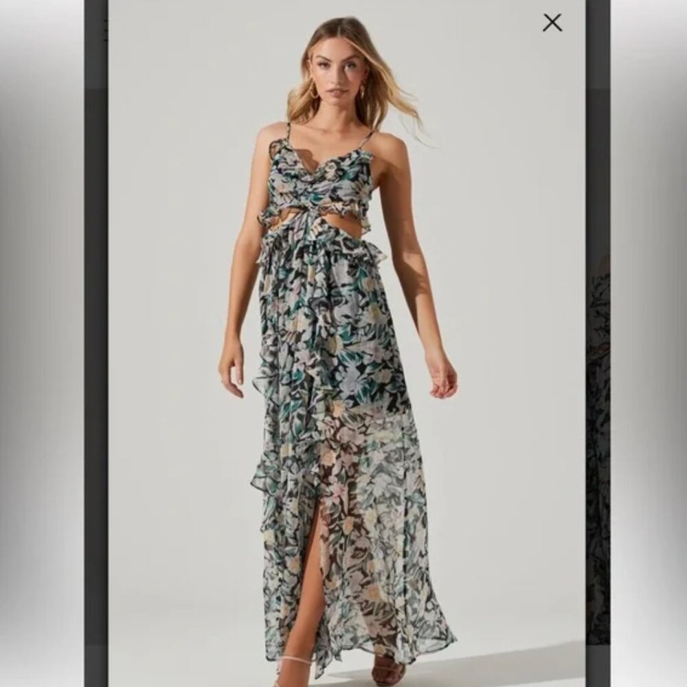 ASTR The Label - Black Floral Maxi Dress, Medium